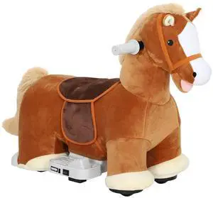 Qaba 6V Kids Ride on Horse Battery Powered Horse Shaped Music Dark Brown | Ride on Toy, Electric Riding Animal, Soft Touch, PU Wheels, Foot Pedal, Forward, for Girls Boys 1.5-5 Years Qaba 6V Kids Ride on Horse Battery Powered Horse Shaped Music Dark Brown | Ride on Toy, Electric Riding Animal, Soft Touch, PU Wheels, Foot Pedal, Forward, for Girls Boys 1.5-5 Years
