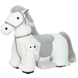 Qaba 6V Kids Ride on Horse, Battery Powered Riding Pony w/Bear Music White | Ride on Toy, Electric Riding Animal, Washable Cover, PU Wheels, Foot Pedal, Forward, for Girls Boys 1.5-5 Years Qaba 6V Kids Ride on Horse, Battery Powered Riding Pony w/Bear Music White | Ride on Toy, Electric Riding Animal, Washable Cover, PU Wheels, Foot Pedal, Forward, for Girls Boys 1.5-5 Years