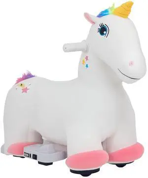 Qaba 6V Kids Ride on Horse Battery Powered Unicorn Shaped Music White | Ride on Toy, Electric Riding Animal, Soft Touch, PU Wheels, Foot Pedal, Forward, for Girls Boys 18-36 Months Qaba 6V Kids Ride on Horse Battery Powered Unicorn Shaped Music White | Ride on Toy, Electric Riding Animal, Soft Touch, PU Wheels, Foot Pedal, Forward, for Girls Boys 18-36 Months