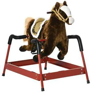 Qaba Kids Spring Rocking Horse Ride on Horse for Girls and Boys Dark Brown | Sounds, Plush Animal Ride-on Toy, Soft Feel, Interactive Toy for Kids Qaba Kids Spring Rocking Horse Ride on Horse for Girls and Boys Dark Brown | Sounds, Plush Animal Ride-on Toy, Soft Feel, Interactive Toy for Kids