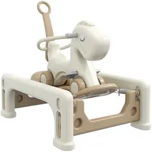 Qaba 5 in 1 Kids Rocking Horse Horse-Shaped Detachable Base Cream White | Kids Spring Rocking Toy, Balance Bike Push Cart, Safety Guardrails, Footrests, Push Handle Qaba 5 in 1 Kids Rocking Horse Horse-Shaped Detachable Base Cream White | Kids Spring Rocking Toy, Balance Bike Push Cart, Safety Guardrails, Footrests, Push Handle