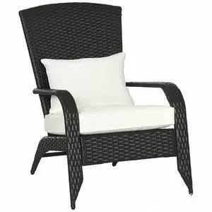 Patio Wicker Adirondack Chair All-Weather Rattan Cream White | All-Weather Rattan Fire Pit Chair, Soft Cushions, Tall Curved Backrest, Comfortable Armrests, for Deck or Garden Patio Wicker Adirondack Chair All-Weather Rattan Cream White | All-Weather Rattan Fire Pit Chair, Soft Cushions, Tall Curved Backrest, Comfortable Armrests, for Deck or Garden