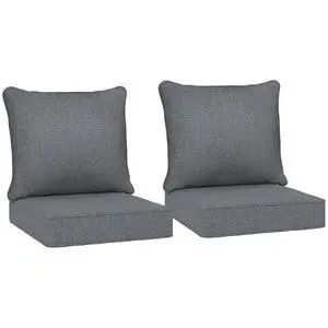 Outdoor Chair Cushions Set of 2 Fade Resistant 24x24 in Gray | Patio Cushions for Deep Seat Chair, Sofa, Outdoor Furniture Outdoor Chair Cushions Set of 2 Fade Resistant 24x24 in Gray | Patio Cushions for Deep Seat Chair, Sofa, Outdoor Furniture
