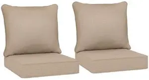 Outdoor Chair Cushions Set of 2 Fade Resistant 24x24 in Beige | Patio Cushions for Deep Seat Chair, Sofa, Outdoor Furniture Outdoor Chair Cushions Set of 2 Fade Resistant 24x24 in Beige | Patio Cushions for Deep Seat Chair, Sofa, Outdoor Furniture