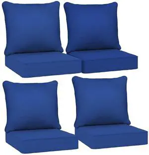 Outdoor Chair Cushions Set of 4 Fade Resistant 24x24 in Navy Blue | Patio Cushions for Deep Seat Chair, Sofa, Outdoor Furniture Outdoor Chair Cushions Set of 4 Fade Resistant 24x24 in Navy Blue | Patio Cushions for Deep Seat Chair, Sofa, Outdoor Furniture