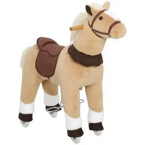 Qaba Ride on Horse for Kids 3-5 Years, 31.5 Inch Height Plush Riding Pony, Walking Horse Animal with Rolling Wheels for Active Play, No Batteries Required, Brown Qaba Ride on Horse for Kids 3-5 Years, 31.5 Inch Height Plush Riding Pony, Walking Horse Animal with Rolling Wheels for Active Play, No Batteries Required, Brown