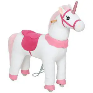 Qaba Ride on Horse for Kids 4-7 Years, 37.8 Inch Height Plush Riding Unicorn, Walking Horse Animal with Rolling Wheels for Active Play, No Batteries Required, White Qaba Ride on Horse for Kids 4-7 Years, 37.8 Inch Height Plush Riding Unicorn, Walking Horse Animal with Rolling Wheels for Active Play, No Batteries Required, White