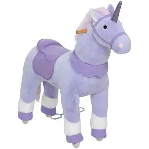 Qaba Ride on Horse Plush Riding Unicorn for Kids 4-7 Years 37.8 Inch Purple | Walking Horse Animal, Rolling Wheels, Active Play, No Batteries Required Qaba Ride on Horse Plush Riding Unicorn for Kids 4-7 Years 37.8 Inch Purple | Walking Horse Animal, Rolling Wheels, Active Play, No Batteries Required