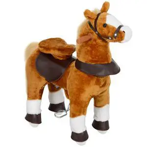 Qaba Ride on Horse Plush Riding Pony for Kids 3-5 Years 27.6 Inch Brown | Walking Horse Animal, Rolling Wheels, Neighing Sound, Active Play, 132 lbs Load Qaba Ride on Horse Plush Riding Pony for Kids 3-5 Years 27.6 Inch Brown | Walking Horse Animal, Rolling Wheels, Neighing Sound, Active Play, 132 lbs Load