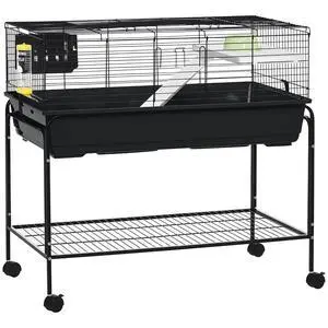 PawHut Two-Story Small Animal Cage Shelf & Wheels 39" x 20.5" x 36.5" Black | Removable Stand, Guinea Pig Cage, Pet Habitat for Hedgehog, Chinchilla, Ferret PawHut Two-Story Small Animal Cage Shelf & Wheels 39" x 20.5" x 36.5" Black | Removable Stand, Guinea Pig Cage, Pet Habitat for Hedgehog, Chinchilla, Ferret