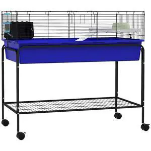 PawHut Two-Story Small Animal Cage Shelf & Wheels 39" x 20.5" x 36.5" Blue | Removable from Stand, Guinea Pig Cage, Pet Habitat for Hedgehog, Chinchilla, Ferret PawHut Two-Story Small Animal Cage Shelf & Wheels 39" x 20.5" x 36.5" Blue | Removable from Stand, Guinea Pig Cage, Pet Habitat for Hedgehog, Chinchilla, Ferret