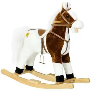 Qaba Rocking Horse with Sound Ride on Horse Gift for 3-8 Year Old Brown | with Saddle, Toddler Rocker Qaba Rocking Horse with Sound Ride on Horse Gift for 3-8 Year Old Brown | with Saddle, Toddler Rocker