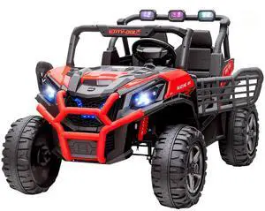 Qaba 24V 2 Seater Ride on Car Electric Off-Road UTV Truck Ages 3-8 Red | Parent Remote Control, Music, Lights, Ride on Toy for Kids Qaba 24V 2 Seater Ride on Car Electric Off-Road UTV Truck Ages 3-8 Red | Parent Remote Control, Music, Lights, Ride on Toy for Kids