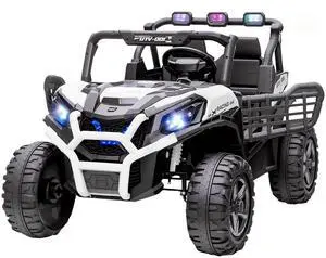 Qaba 24V 2 Seater Ride on Car Electric Off-Road UTV Truck Ages 3-8 White | Parent Remote Control, Music, Lights, Ride on Toy for Kids Qaba 24V 2 Seater Ride on Car Electric Off-Road UTV Truck Ages 3-8 White | Parent Remote Control, Music, Lights, Ride on Toy for Kids