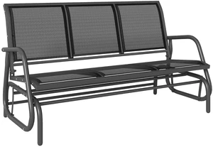 3-Person Patio Glider Bench Outside 3 Seats, Black | Porch Glider Swing, Breathable Mesh Fabric, Metal Frame 3-Person Patio Glider Bench Outside 3 Seats, Black | Porch Glider Swing, Breathable Mesh Fabric, Metal Frame