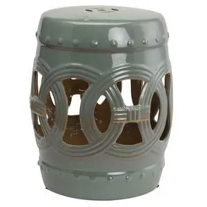 14" x 17" Ceramic Garden Stool Strong Glazed Material Green | Double-Coin Knotted Ring Design, Decorative Outdoor Stool, Home Collection 14" x 17" Ceramic Garden Stool Strong Glazed Material Green | Double-Coin Knotted Ring Design, Decorative Outdoor Stool, Home Collection