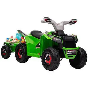 Kids ATV Quad Car with Back Trailer for Ages 18-36 Months 6V Green | Electric Ride On Car, Forward Backward Function, Wear-Resistant Wheels, Ride on Toy Kids ATV Quad Car with Back Trailer for Ages 18-36 Months 6V Green | Electric Ride On Car, Forward Backward Function, Wear-Resistant Wheels, Ride on Toy