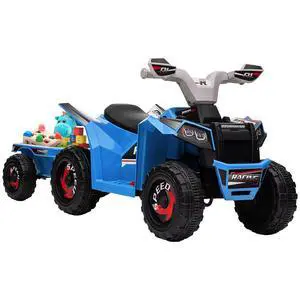 Kids ATV Quad Car with Back Trailer for Ages 18-36 Months 6V Blue | Electric Ride On Car, Forward Backward Function, Wear-Resistant Wheels, Ride on Toy Kids ATV Quad Car with Back Trailer for Ages 18-36 Months 6V Blue | Electric Ride On Car, Forward Backward Function, Wear-Resistant Wheels, Ride on Toy