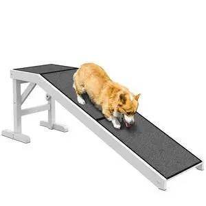 PawHut Dog Ramp for Bed, Pet Ramp for Dogs with Non-Slip Carpet and Top Platform, 60" x 16" x 20", White | Pet Ramp for Bed, Top Platform PawHut Dog Ramp for Bed, Pet Ramp for Dogs with Non-Slip Carpet and Top Platform, 60" x 16" x 20", White | Pet Ramp for Bed, Top Platform