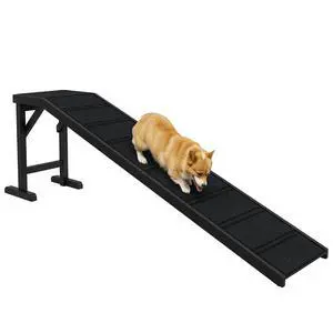 PawHut Dog Ramp for Bed, Pet Ramp for Dogs with Non-Slip Carpet and Top Platform, 74" x 16" x 25", Black | Pet Ramp for Bed, Top Platform PawHut Dog Ramp for Bed, Pet Ramp for Dogs with Non-Slip Carpet and Top Platform, 74" x 16" x 25", Black | Pet Ramp for Bed, Top Platform