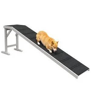 PawHut Dog Ramp for Bed, Pet Ramp for Dogs with Non-Slip Carpet and Top Platform, 74" x 16" x 25", White | Pet Ramp for Bed, Top Platform PawHut Dog Ramp for Bed, Pet Ramp for Dogs with Non-Slip Carpet and Top Platform, 74" x 16" x 25", White | Pet Ramp for Bed, Top Platform