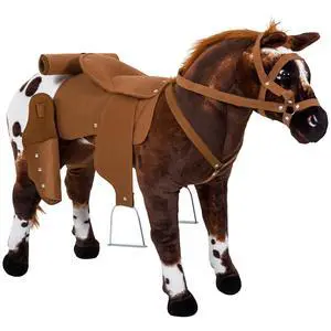 Qaba Sound-Making Ride On Horse for Toddlers 3-5 with Padding Brown | Neighing and Galloping Sound, Stuffed Animal Horse Toy for Kids, Soft Feel Qaba Sound-Making Ride On Horse for Toddlers 3-5 with Padding Brown | Neighing and Galloping Sound, Stuffed Animal Horse Toy for Kids, Soft Feel