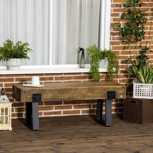 Garden Bench with Metal Legs, Patio Bench, Natural and Black | Rustic Wood Effect Concrete, Entryway Bench, End of Bed Bench, Indoor Outdoor Use, Park, Porch, Lawn Garden Bench with Metal Legs, Patio Bench, Natural and Black | Rustic Wood Effect Concrete, Entryway Bench, End of Bed Bench, Indoor Outdoor Use, Park, Porch, Lawn