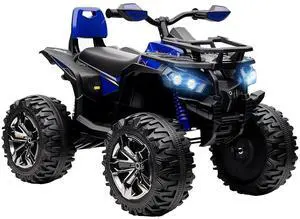 12V Ride on ATV with Four-Wheel Suspension, 5 MPH Max, Blue | 4 Wheeler, Electric Quad, Dual Motors, Soft Start, Treaded Tires, Backrest, Music, USB, MP3, LED Lights for Boys Girls 12V Ride on ATV with Four-Wheel Suspension, 5 MPH Max, Blue | 4 Wheeler, Electric Quad, Dual Motors, Soft Start, Treaded Tires, Backrest, Music, USB, MP3, LED Lights for Boys Girls