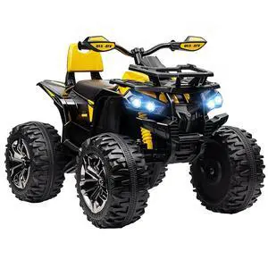 12V Ride on ATV with Four-Wheel Suspension, 5 MPH Max, Yellow | 4 Wheeler, Electric Quad, Dual Motors, Soft Start, Treaded Tires, Backrest, Music, USB, MP3, LED Lights for Boys Girls 12V Ride on ATV with Four-Wheel Suspension, 5 MPH Max, Yellow | 4 Wheeler, Electric Quad, Dual Motors, Soft Start, Treaded Tires, Backrest, Music, USB, MP3, LED Lights for Boys Girls