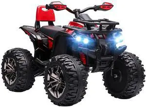 12V Ride on ATV with Four-Wheel Suspension, 5 MPH Max, Red | 4 Wheeler, Electric Quad, Dual Motors, Soft Start, Treaded Tires, Backrest, Music, USB, MP3, LED Lights for Boys Girls 12V Ride on ATV with Four-Wheel Suspension, 5 MPH Max, Red | 4 Wheeler, Electric Quad, Dual Motors, Soft Start, Treaded Tires, Backrest, Music, USB, MP3, LED Lights for Boys Girls