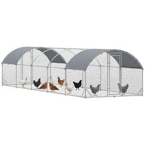PawHut 9.2' x 31.2' x 6.5' Large Chicken Coop Metal Chicken Run Fence Cage | 210D Waterproof and Anti-UV Cover, Dome Shaped Walk in Hen House, Outdoor and Yard Farm Use, 1" Tube Diameter PawHut 9.2' x 31.2' x 6.5' Large Chicken Coop Metal Chicken Run Fence Cage | 210D Waterproof and Anti-UV Cover, Dome Shaped Walk in Hen House, Outdoor and Yard Farm Use, 1" Tube Diameter