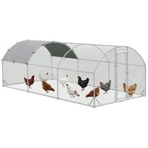 PawHut 9.2' x 18.7' x 6.5' Large Chicken Coop Metal Chicken Run Fence Cage | 210D Waterproof and Anti-UV Cover, Dome Shaped Walk in Hen House, Outdoor and Yard Farm Use, 1" Tube Diameter PawHut 9.2' x 18.7' x 6.5' Large Chicken Coop Metal Chicken Run Fence Cage | 210D Waterproof and Anti-UV Cover, Dome Shaped Walk in Hen House, Outdoor and Yard Farm Use, 1" Tube Diameter