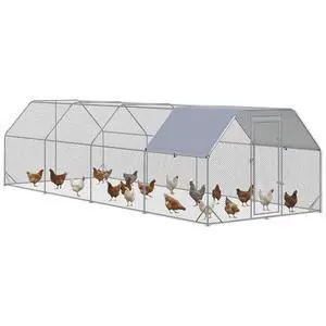 PawHut Large Chicken Coop Metal Chicken Run for Outdoor 9.2' x 24.9' x 6.4' | Waterproof and Anti-UV Cover, Flat Shaped Walk in Fence Cage, Hen House, Yard Farm Use, 1" Tube Diameter PawHut Large Chicken Coop Metal Chicken Run for Outdoor 9.2' x 24.9' x 6.4' | Waterproof and Anti-UV Cover, Flat Shaped Walk in Fence Cage, Hen House, Yard Farm Use, 1" Tube Diameter