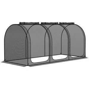 8' x 4' Crop Cage Plant Protection Tent for Garden, Black | Three Zippered Doors, Steel Frame, Storage Bag, 4 Ground Stakes, Yard, Lawn 8' x 4' Crop Cage Plant Protection Tent for Garden, Black | Three Zippered Doors, Steel Frame, Storage Bag, 4 Ground Stakes, Yard, Lawn