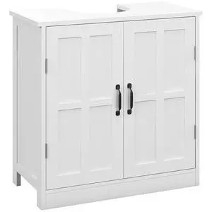 kleankin Pedestal Sink Storage Cabinet Under Sink Cabinet 2 Doors White | Adjustable Shelf, Bathroom Vanity, U-Shape Cut-out kleankin Pedestal Sink Storage Cabinet Under Sink Cabinet 2 Doors White | Adjustable Shelf, Bathroom Vanity, U-Shape Cut-out