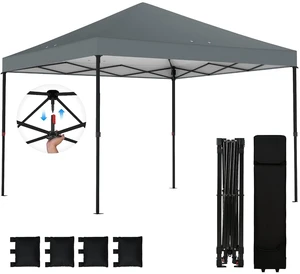 10 x 10 ft Pop Up Canopy Tent One Push Easy Setup, Dark Gray | Outdoor Portable Instant Canopy Shelter, Wheeled Carry Bag, Sandbags, Adjustable Height, Parties, Events 10 x 10 ft Pop Up Canopy Tent One Push Easy Setup, Dark Gray | Outdoor Portable Instant Canopy Shelter, Wheeled Carry Bag, Sandbags, Adjustable Height, Parties, Events