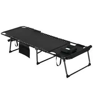 Folding Chaise Lounge Outdoor w/Face Hole Black | 5-Level Reclining Back, Foldable, Tanning Chair, Face Hole, Side Pocket, Headrest, for Outside, Beach Yard Patio, Adults Folding Chaise Lounge Outdoor w/Face Hole Black | 5-Level Reclining Back, Foldable, Tanning Chair, Face Hole, Side Pocket, Headrest, for Outside, Beach Yard Patio, Adults