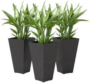 28 Inch Plastic Tall Planters for Outdoor Plants Set of 3, Brown | Marble Finish, Drainage Holes, Stackable Tapered Design, Large Planters for Indoor Plants, Front Porch Decor 28 Inch Plastic Tall Planters for Outdoor Plants Set of 3, Brown | Marble Finish, Drainage Holes, Stackable Tapered Design, Large Planters for Indoor Plants, Front Porch Decor