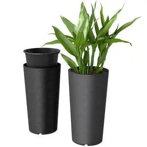 29 Inch Tall Planters for Outdoor Plants Set of 2, Black | Plastic Flower Pots, DIY Drainage Holes, Stackable Large Planters for Indoor Plants, Front Porch Decor 29 Inch Tall Planters for Outdoor Plants Set of 2, Black | Plastic Flower Pots, DIY Drainage Holes, Stackable Large Planters for Indoor Plants, Front Porch Decor