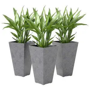 28 Inch Tall Planters for Outdoor Plants Plastic Flower Pots Gray | Set of 3, Marble Finish, Drainage Holes, Stackable Tapered Large Planters, for Indoor Plants, Front Porch Decor 28 Inch Tall Planters for Outdoor Plants Plastic Flower Pots Gray | Set of 3, Marble Finish, Drainage Holes, Stackable Tapered Large Planters, for Indoor Plants, Front Porch Decor