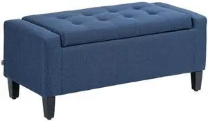 36" Ottoman with Storage, Lift Top Rubberwood Legs 330 lb Dark Blue | Storage Ottoman Bench, Linen Upholstered Entryway Seat, Living Room, Bedroom 36" Ottoman with Storage, Lift Top Rubberwood Legs 330 lb Dark Blue | Storage Ottoman Bench, Linen Upholstered Entryway Seat, Living Room, Bedroom