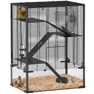 PawHut Large Hamster Cage 9" Deep Tempered Glass Bottom 24"x16"x31.5" Black | 4 Tiers Hamster Tank, Running Wheel, Hut, Water Bottle, Dish, Rat Cage for Syrian, Dwarf, Gerbils, Mouse PawHut Large Hamster Cage 9" Deep Tempered Glass Bottom 24"x16"x31.5" Black | 4 Tiers Hamster Tank, Running Wheel, Hut, Water Bottle, Dish, Rat Cage for Syrian, Dwarf, Gerbils, Mouse