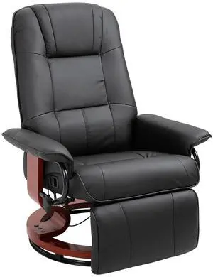 Swivel Recliner Chair, PU Leather Reclining Armchair, Black | with Retractable Footrest, Wood Base, Adjustable High Back, for Small Spaces, Living Room, RV, Bedroom Swivel Recliner Chair, PU Leather Reclining Armchair, Black | with Retractable Footrest, Wood Base, Adjustable High Back, for Small Spaces, Living Room, RV, Bedroom