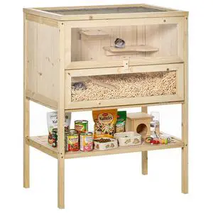 PawHut 3-Tier Wooden Hamster Cage Mice and Rat Cage Small Animals Hutch with Openable Top, Front Door, Storage Shelf, Natural Wood | Small Animals Hutch, Openable Top, Storage Shelf PawHut 3-Tier Wooden Hamster Cage Mice and Rat Cage Small Animals Hutch with Openable Top, Front Door, Storage Shelf, Natural Wood | Small Animals Hutch, Openable Top, Storage Shelf