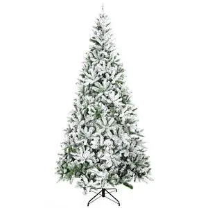 9' Tall Unlit Snow Flocked Pine Artificial Christmas Tree Green | Realistic Branches 9' Tall Unlit Snow Flocked Pine Artificial Christmas Tree Green | Realistic Branches