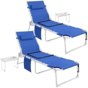Tanning Chair Set of 2 with Face Hole Breathable Mesh Navy Blue | Side Table, Folding, 5-Position Reclining, Chaise Lounge Chair, Outdoor Lounger Recliner, Carry Straps, Beach Pool Camp Tanning Chair Set of 2 with Face Hole Breathable Mesh Navy Blue | Side Table, Folding, 5-Position Reclining, Chaise Lounge Chair, Outdoor Lounger Recliner, Carry Straps, Beach Pool Camp