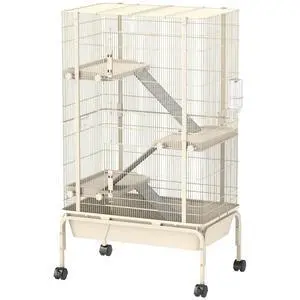 PawHut 47" Small Animal Cage, 4 Levels Large Rolling for Syrian Beige | Metal Ferret Chinchilla Rabbit Cage, 5.9" Deep Tray, 3 Ramps, Water Bottle, Food Dish, Squirrel PawHut 47" Small Animal Cage, 4 Levels Large Rolling for Syrian Beige | Metal Ferret Chinchilla Rabbit Cage, 5.9" Deep Tray, 3 Ramps, Water Bottle, Food Dish, Squirrel