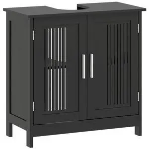 kleankin Modern Under Sink Cabinet Pedestal Bathroom Cabinet Black | 2 Doors, Bathroom Vanity, Adjustable Shelves kleankin Modern Under Sink Cabinet Pedestal Bathroom Cabinet Black | 2 Doors, Bathroom Vanity, Adjustable Shelves