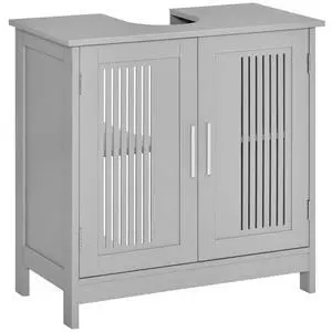 kleankin Modern Under Sink Cabinet Pedestal Bathroom Cabinet Gray | 2 Doors, Bathroom Vanity, Adjustable Shelves kleankin Modern Under Sink Cabinet Pedestal Bathroom Cabinet Gray | 2 Doors, Bathroom Vanity, Adjustable Shelves