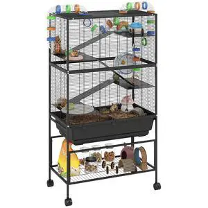 PawHut Large Hamster Cage with Deep Tray, 5 Tier for Syrian Gerbil Mouse | Rolling Rat Cage, Storage Shelf, Big Exercise Wheel, Tube System, Hut, Platforms, Ramps, Food Dish, Water Bottle PawHut Large Hamster Cage with Deep Tray, 5 Tier for Syrian Gerbil Mouse | Rolling Rat Cage, Storage Shelf, Big Exercise Wheel, Tube System, Hut, Platforms, Ramps, Food Dish, Water Bottle